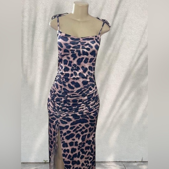 Dresses & Skirts - 🐆 Leopard Print Ruched Maxi Dress | Side Slit 🐆